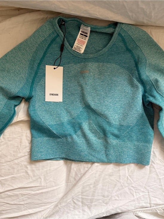 Gymshark Tops - Gymshark Teal Seamless Long-Sleeve Crop Top